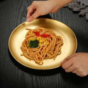 بشقاب استیل طلایی